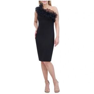 NWT Eliza J| Elegant Black One-Shoulder Dress